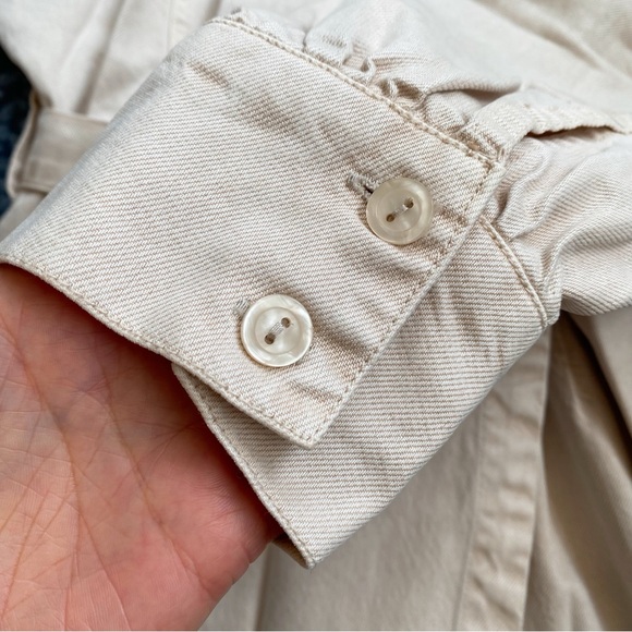 🐚 YOUNG FABULOUS & BROKE OATMEAL VOLUMINOUS LONG SLEEVE WRAP AROUND MINI DRESS! - Picture 7 of 16